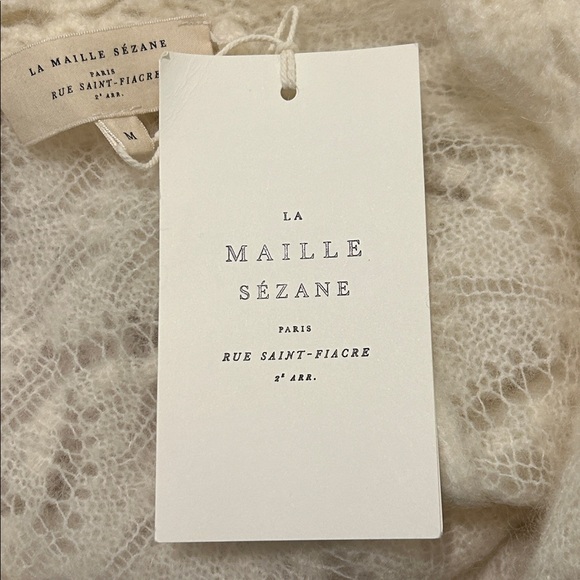 Sezane Nathalia Sweater Ecru Cream Wool Kid Mohair Blend V-neck NWT Size Medium - Picture 14 of 16